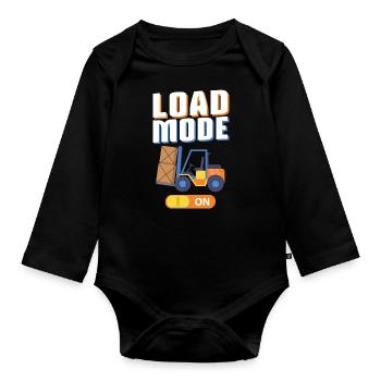 Load Mode On - Forklift Operator - Baby Bio-Langarm-Body - Schwarz - Vorne