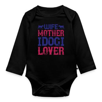 Femme Mère Chien Amoureux Typographie mignonne - Body Bébé bio manches longues - noir - Devant