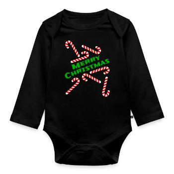 Candy Cane Joyeux cadeau de Noël Idée - Body Bébé bio manches longues - noir - Devant