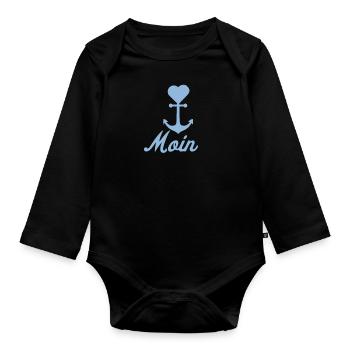 Anker Maritime Meer Segeln - Baby Bio-Langarm-Body - Schwarz - Vorne