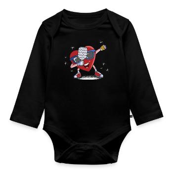 Pickleball Dabbing Heart Valentines Day Pickleball - Organic Longsleeve Baby Bodysuit - black - Front