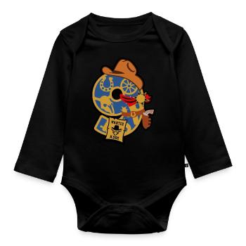 Cowboy 9. Geburtstagsparty Nummer 9 - 9 Jahre - Baby Bio-Langarm-Body - Schwarz - Vorne