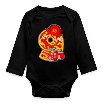 Feuerwehrmann 9. Geburtstagsparty Nummer 9 - 9 Jah - Baby Bio-Langarm-Body - Schwarz - Vorne