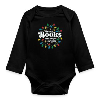Les bons livres font de vous un brillant bibliothécaire de Noël - Body Bébé bio manches longues - noir - Devant