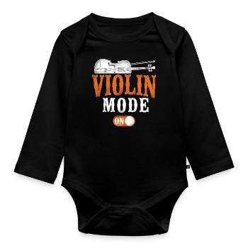 Violin Violinist Vintage Violin - Baby Bio-Langarm-Body - Schwarz - Vorne