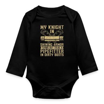Pipefitter My Knight In Shining Pipes Pipefitters - Organic Longsleeve Baby Bodysuit - black - Front