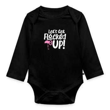 Flamingo Pink Vogel Zoo Sommer Urlaub Geschenk - Baby Bio-Langarm-Body - Schwarz - Vorne
