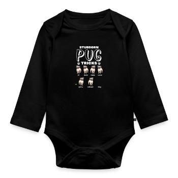 Carlin Chien Chien Ami Pet Pug Pug Pug Cadeau - Body Bébé bio manches longues - noir - Devant