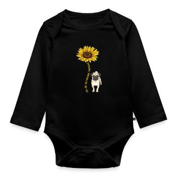 Carlin Chien Chien Ami Pet Pug Pug Pug Cadeau - Body Bébé bio manches longues - noir - Devant