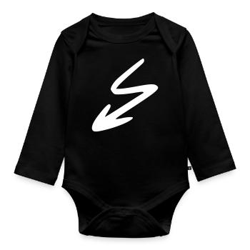 Flèche dessin esquisse blanc - Body Bébé bio manches longues - noir - Devant