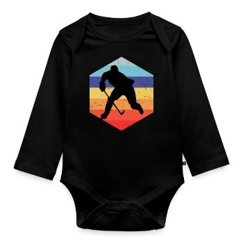 Ice Hockey Eishockey Damen Eishockey Spieler - Baby Bio-Langarm-Body - Schwarz - Vorne