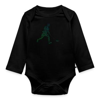 Salibandy Hockey Masculin Floorball féminin Innebandy - Body Bébé bio manches longues - noir - Devant