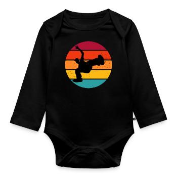 Bgirl Bboy Homme Hip Hop Breakdance Hiphop - Body Bébé bio manches longues - noir - Devant