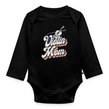 Violon Violoniste Maman Rétro Vintage - Body Bébé bio manches longues - noir - Devant