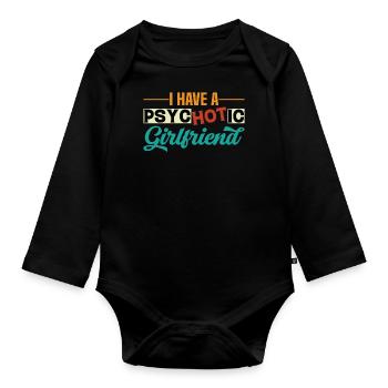 Crazy Wife Husband Gift Funny - Organic Longsleeve Baby Bodysuit - black - Front