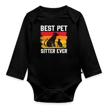 Pet Owner Animal Lover Best Pet Sitter Ever - Organic Longsleeve Baby Bodysuit - black - Front
