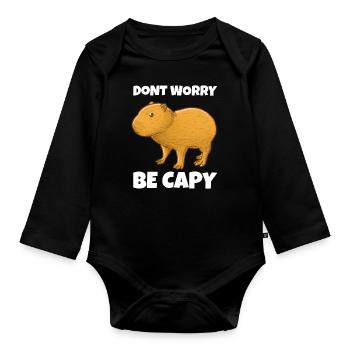 Capybara ne t’inquiète pas être Capy - Body Bébé bio manches longues - noir - Devant