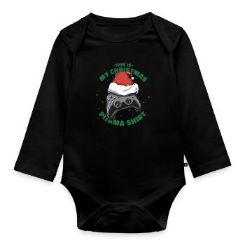 Gaming Pajamas Christmas Ugly Christmas Sweater - Organic Longsleeve Baby Bodysuit - black - Front