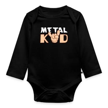 Rock Sign Rocker Hand Metal Kid Music Lover - Organic Longsleeve Baby Bodysuit - black - Front