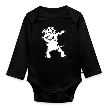 Dalmatian - Dab, dabbing, dancing - Organic Longsleeve Baby Bodysuit - black - Front