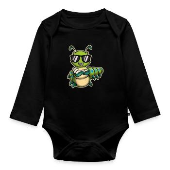 Caterpillar - Organic Longsleeve Baby Bodysuit - black - Front