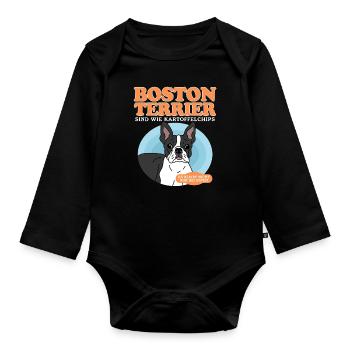 Boston Terrier Dog Dog Owner Gift - Organic Longsleeve Baby Bodysuit - black - Front