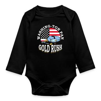 Washing-ton Pan Gold Rush Mining July 4 Miner - Organic Longsleeve Baby Bodysuit - black - Front