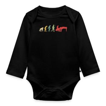 Klavier spielt eine Pianistin Evolution - Baby Bio-Langarm-Body - Schwarz - Vorne