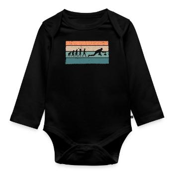 Eisstock Stockschiessen Eisstockschießen - Baby Bio-Langarm-Body - Schwarz - Vorne