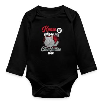 La maison est l’endroit où mon chinchilla est rongeur - Body Bébé bio manches longues - noir - Devant