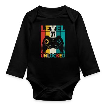 37 Years 37th Birthday Level Unlocked Gamin - Organic Longsleeve Baby Bodysuit - black - Front