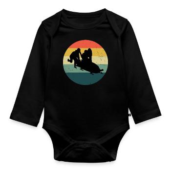 Herren Bobbahn Damen Bob Bob fahren Zweierbob - Baby Bio-Langarm-Body - Schwarz - Vorne