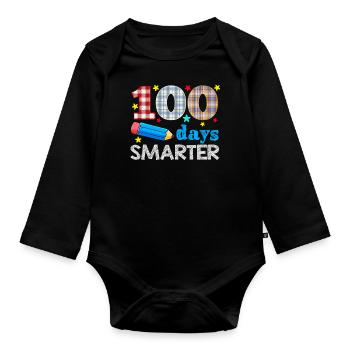 Plaid 100th Day Smarter 100 Days Of School - Baby Bio-Langarm-Body - Schwarz - Vorne