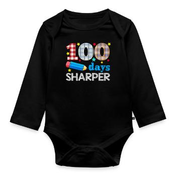 Plaid 100th Day Sharper 100 jours d’école - Body Bébé bio manches longues - noir - Devant