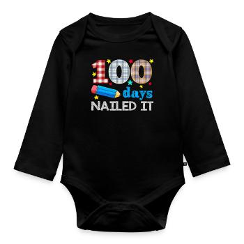 Plaid 100e jour cloué 100 jours d’école - Body Bébé bio manches longues - noir - Devant