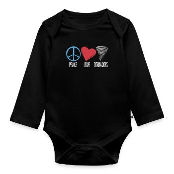 Tornadoes Peace Love Storm Chasing Tornado Chaser - Organic Longsleeve Baby Bodysuit - black - Front