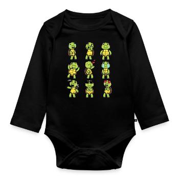 Sea Turtle Emoticon Turtle Lovers - Organic Longsleeve Baby Bodysuit - black - Front