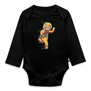 Lebkuchen Football Spielen Sport Weihnachten - Baby Bio-Langarm-Body - Schwarz - Vorne