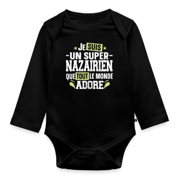 Nazairien Saint Nazaire Ville Ouest France Homme - Body Bébé bio manches longues - noir - Devant