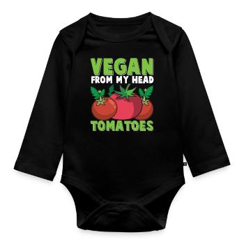 Pflanzliches Essen Vegan Gemüse Gesund Klimawandel - Baby Bio-Langarm-Body - Schwarz - Vorne