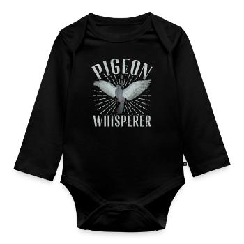 Funny Pigeon Fancier & Pigeons Whisperer Carrier Pigeon - Organic Longsleeve Baby Bodysuit - black - Front