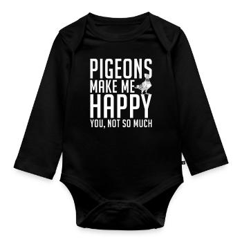 Funny Pigeon Fancier & Pigeons Whisperer Carrier Pigeon - Organic Longsleeve Baby Bodysuit - black - Front