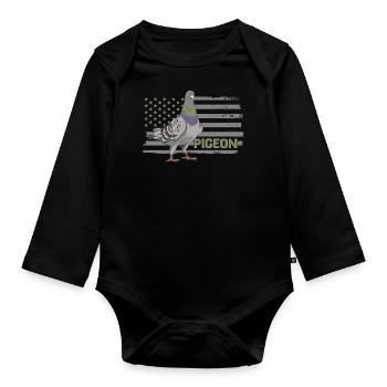 Drôle de pigeon Fancier & Pigeons Whisperer Pigeon voyageur - Body Bébé bio manches longues - noir - Devant