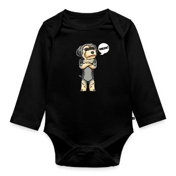 Morkie Hund Stur Nein - Baby Bio-Langarm-Body - Schwarz - Vorne
