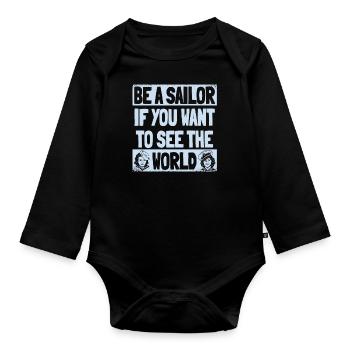Segeln Segler Segelboot Lustig - Baby Bio-Langarm-Body - Schwarz - Vorne
