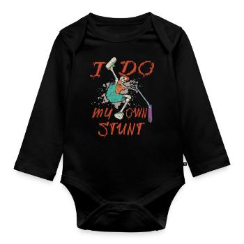 Stunt Scooter I do my own stunt - Baby Bio-Langarm-Body - Schwarz - Vorne