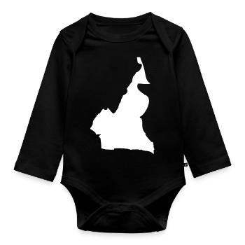 Drapeau de la carte du Cameroun - Body Bébé bio manches longues - noir - Devant