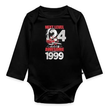 Level Unlocked 24 Years Old 1999 Headset Gaming - Organic Longsleeve Baby Bodysuit - black - Front