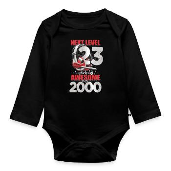Level Unlocked 23 Jahre alt 2000 Headset Gaming - Baby Bio-Langarm-Body - Schwarz - Vorne