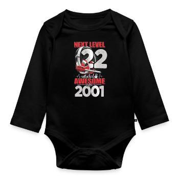 Level Unlocked 22 Years Old 2001 Headset Gaming - Organic Longsleeve Baby Bodysuit - black - Front